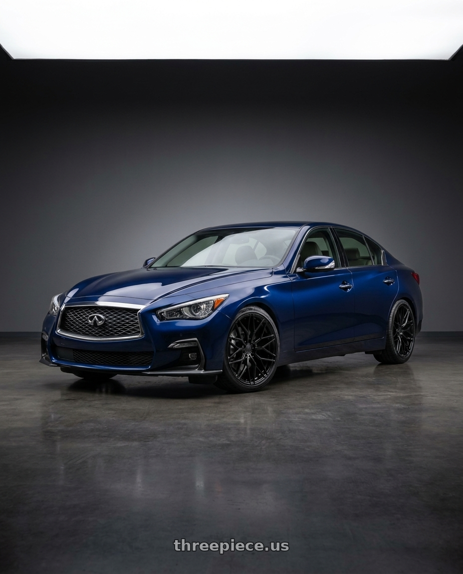 2021 Infiniti Q50 Red Sport with Avant Garde Wheels M520R 5X114.3 20x9 +32 Gloss Black wheels