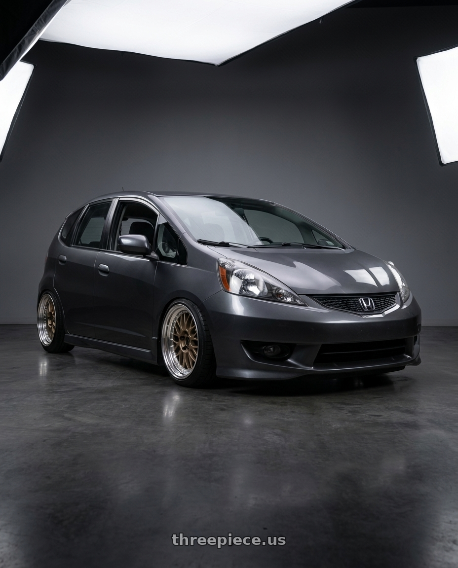 2012 Honda fit sport with Work Meister M1 3p 4x100 16x7+38 W Disk Titanium Gold wheels