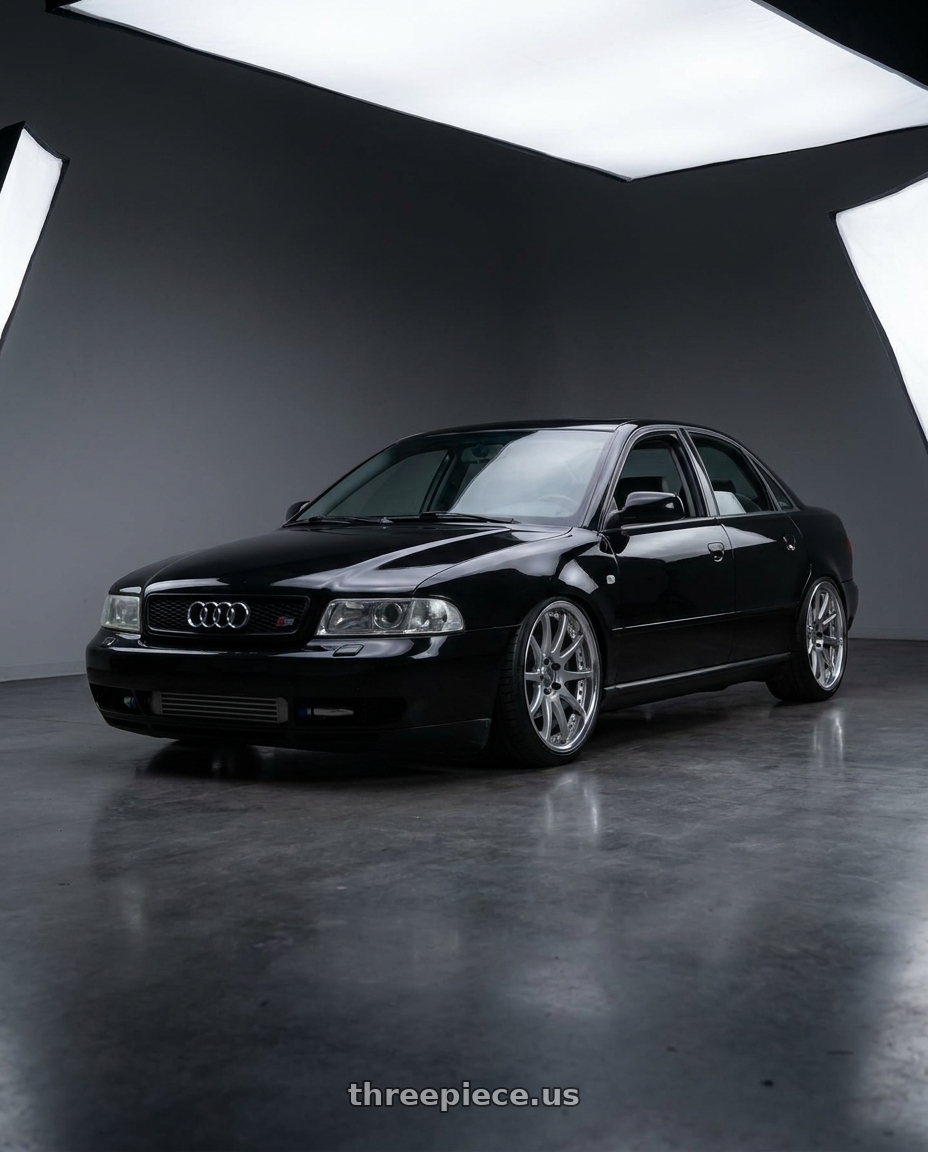 2001 audi a4 with Work Emotion Cr 3P 5x112 18x8.5+20 R Disk Burning Silver wheels