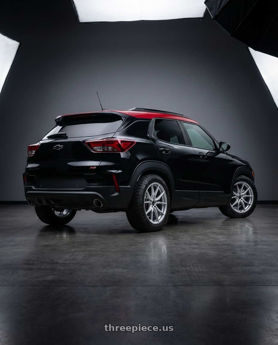 2021 trailblazer rs  with Advanti Racing 80S Hybris 5X115 18x8 +35 Silver with Machined Face wheels rear three quarter view meaty tires