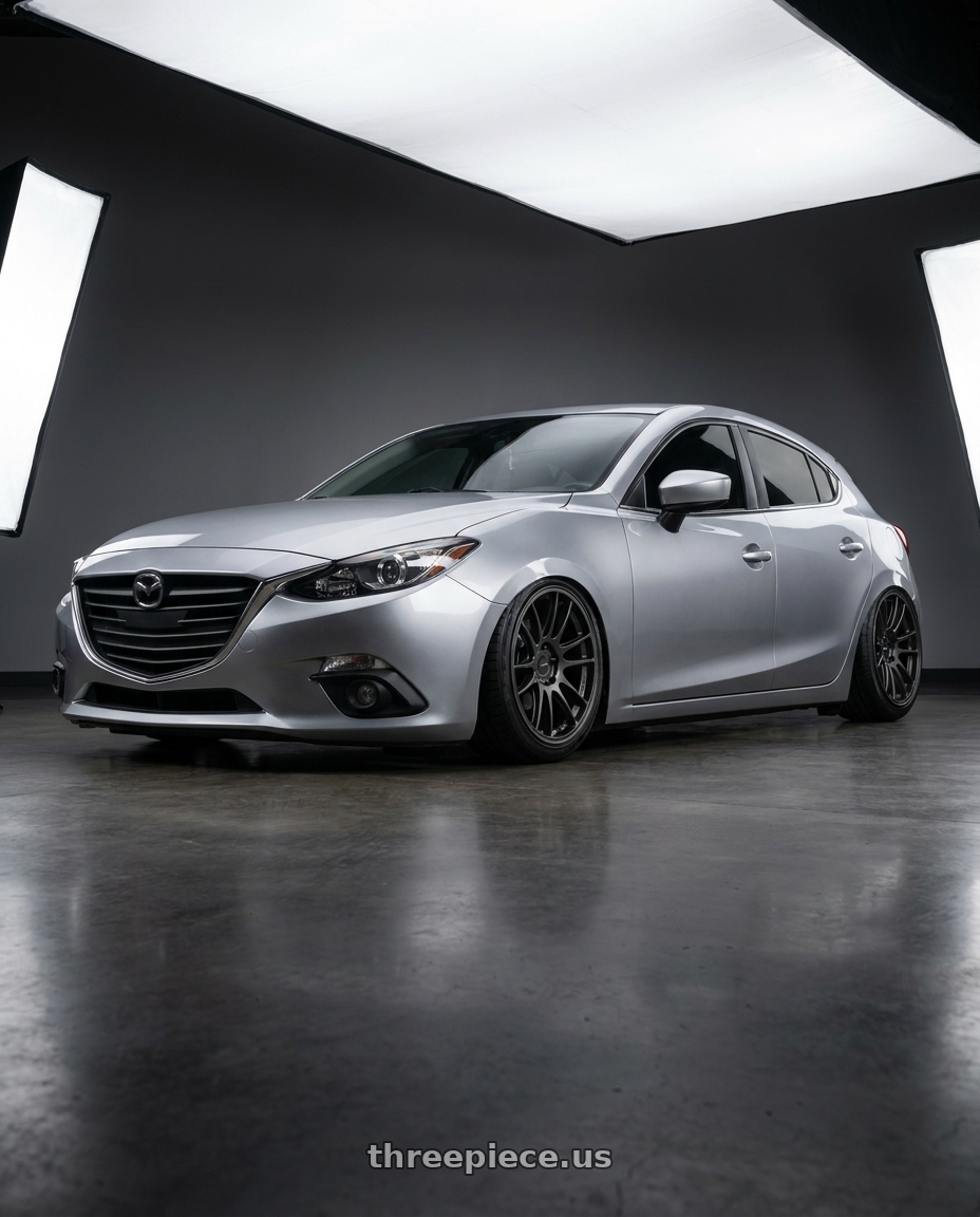 2013 Mazda 3 skyactiv silver with Enkei GTC01RR 5x112 18x8.5+45 Matte Gunmetallic wheels