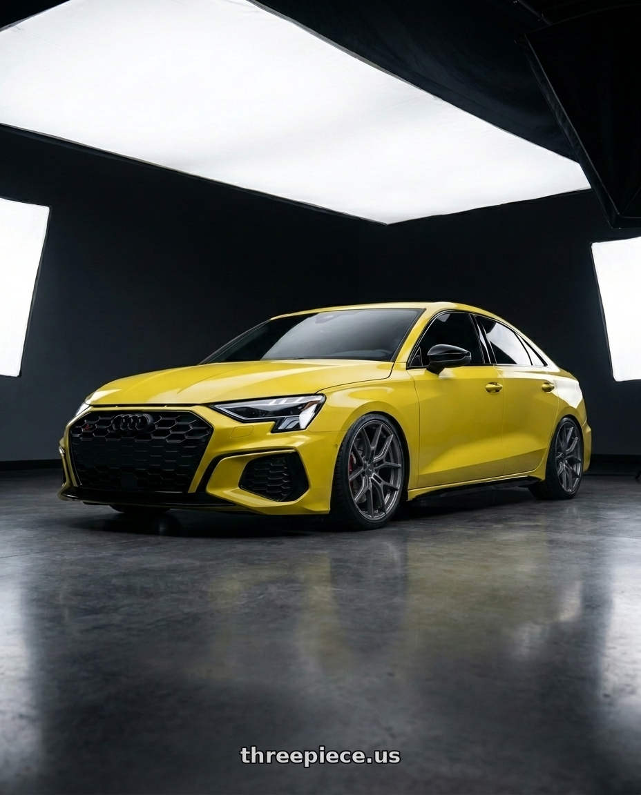 2023 Audi S3 with Gram Lights 57FXZ Overseas Model 5x112 19x8.5+45 Matte Graphite wheels