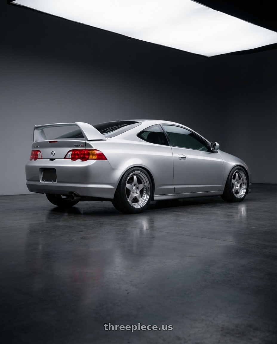 2004 Acura Rsx type-s Silver with Heritage Wheel IMOLA wheels rear three quarter view meaty tires