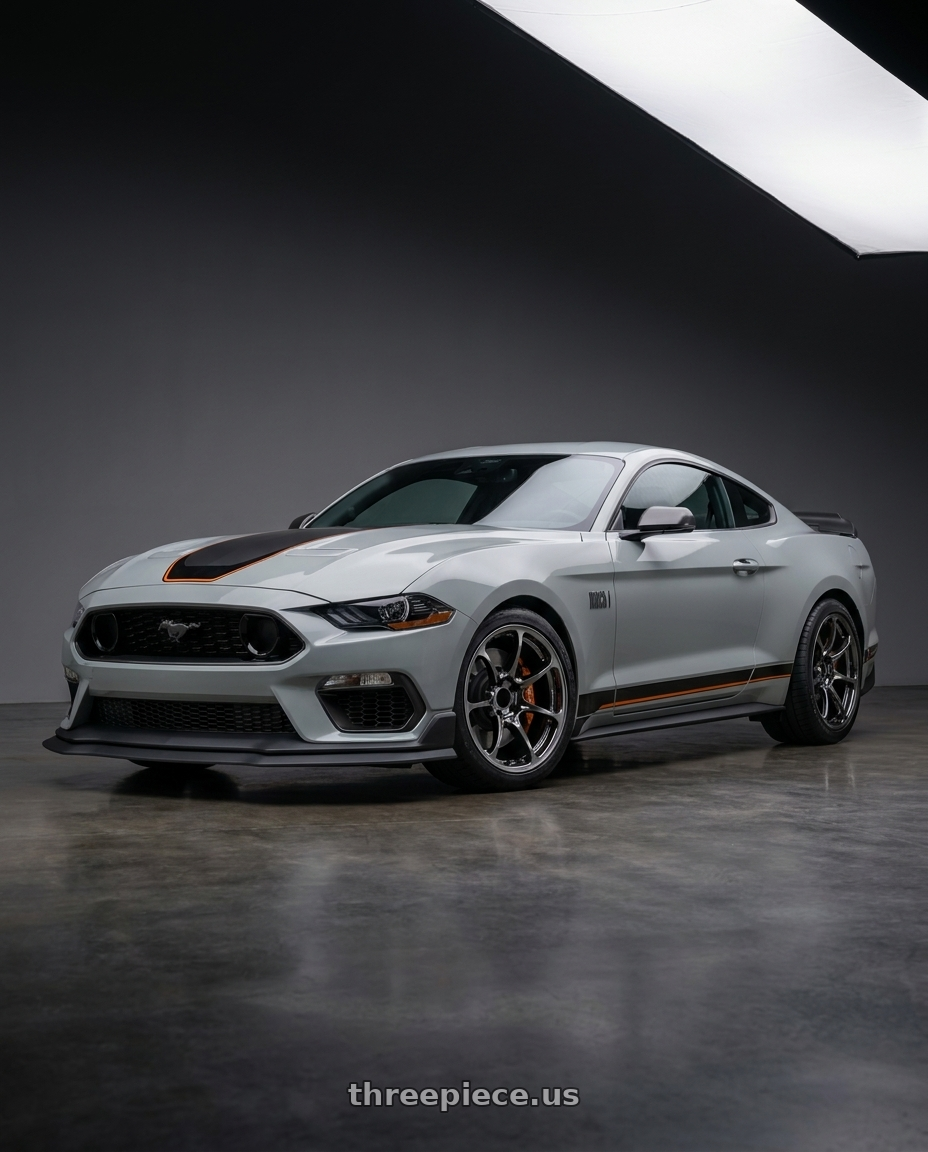 2021 Ford Mustang Mach 1 with Volk Racing NE24 5x114.3 19x10+35 Shining Black Metal wheels