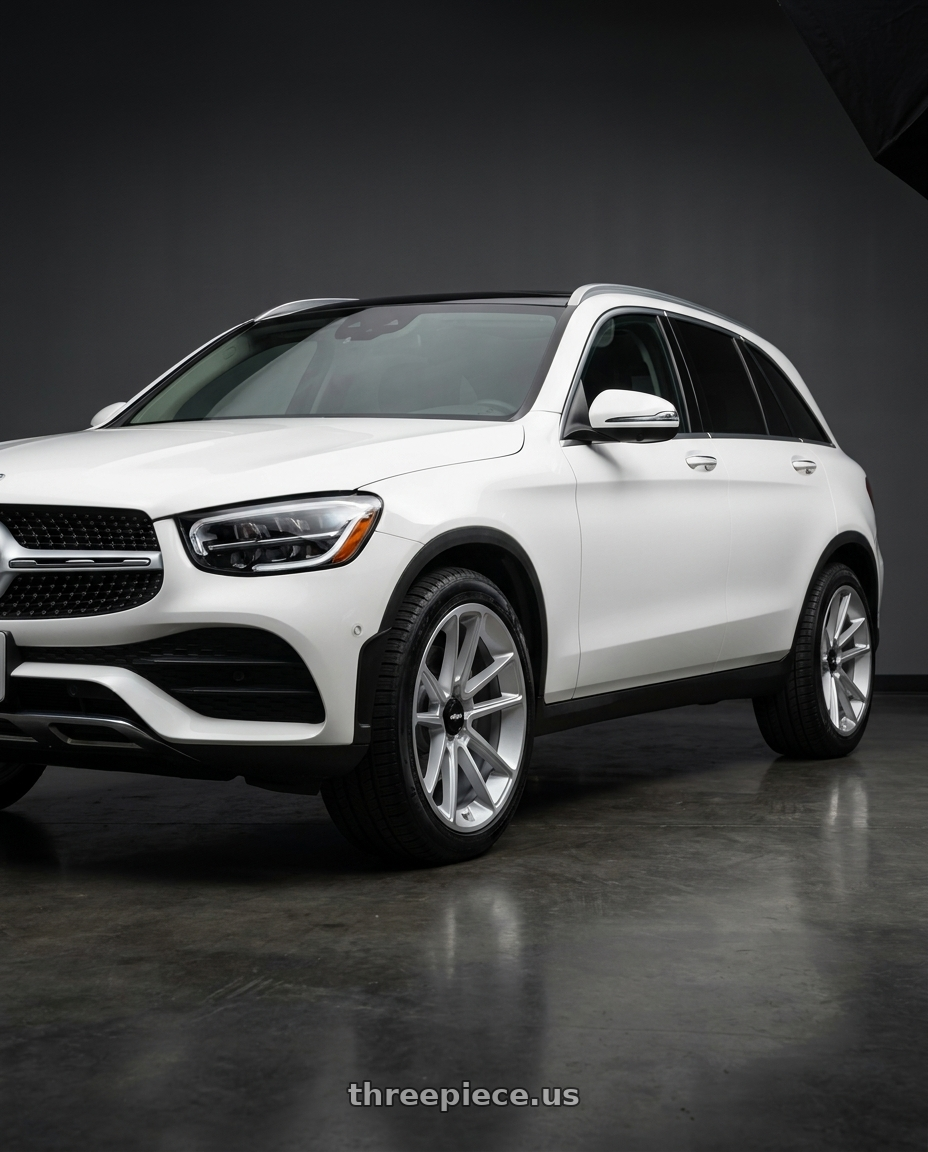 2022 Mercedes Glc300 with Rotiform 1PC R192 BTL 5X120 21X10.5 +15 GLOSS SILVER WITH MACHINED FACE wheels