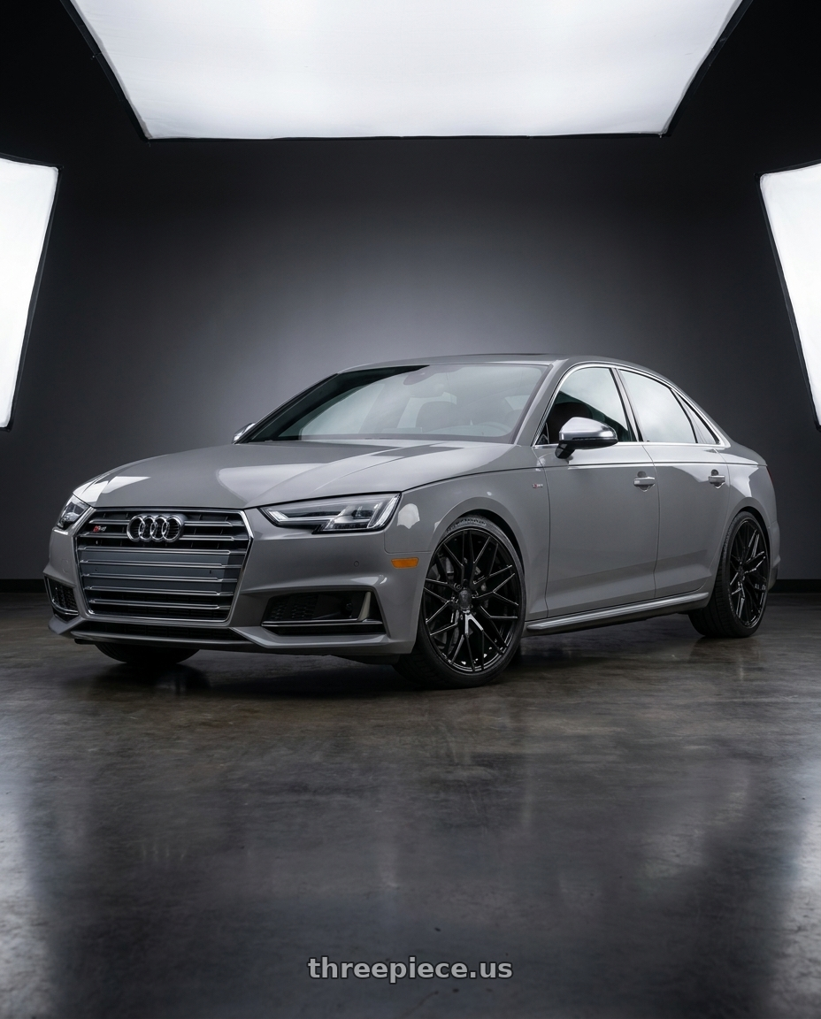 2023 Audi S4 B9 with Avant Garde Wheels M520R 5X112 19x8.5 +35 Gloss Black wheels