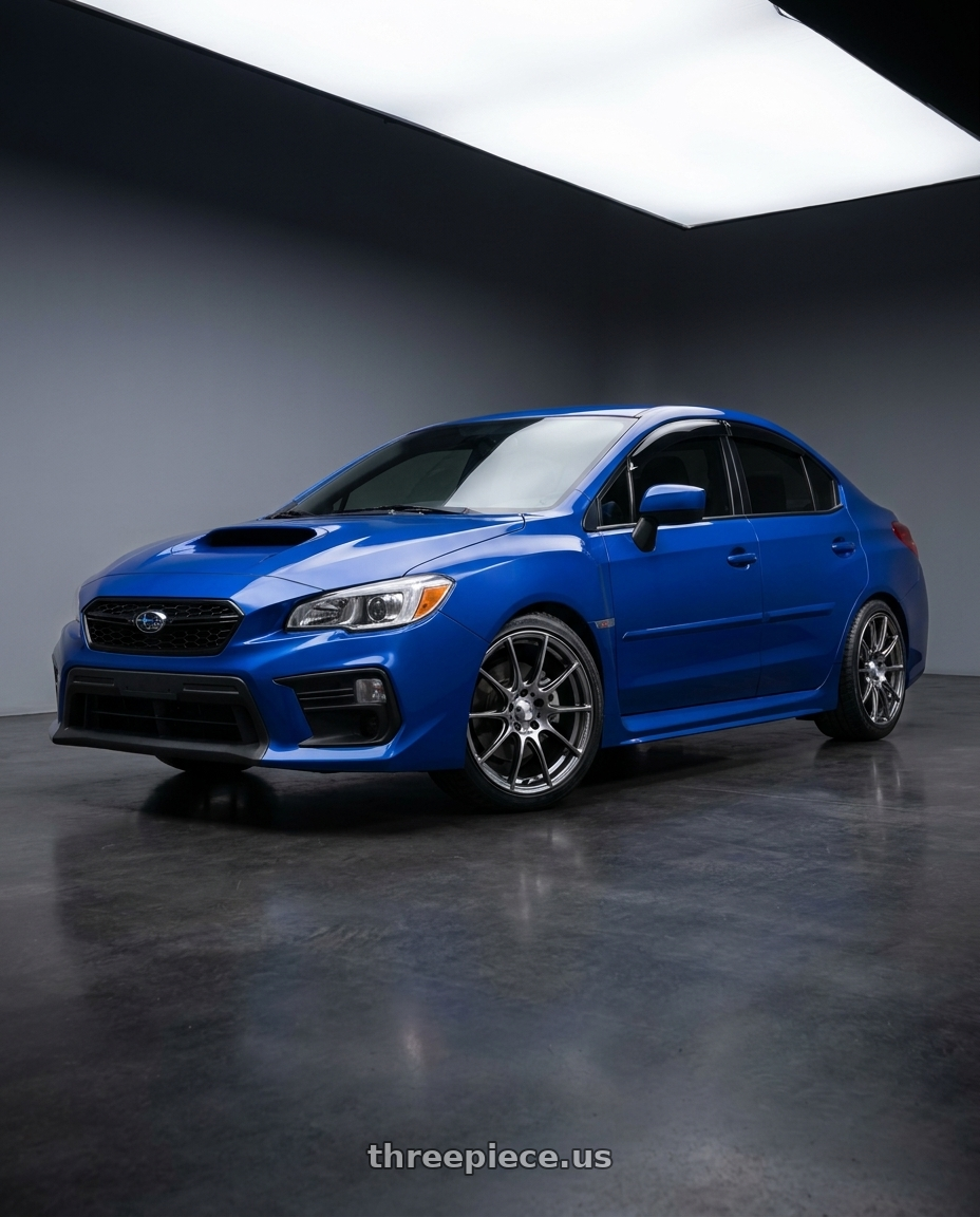 2021 Subaru WRX with WedsSport SA-25R 5x114.3 18x9.5+38 Platinum Silver Black wheels