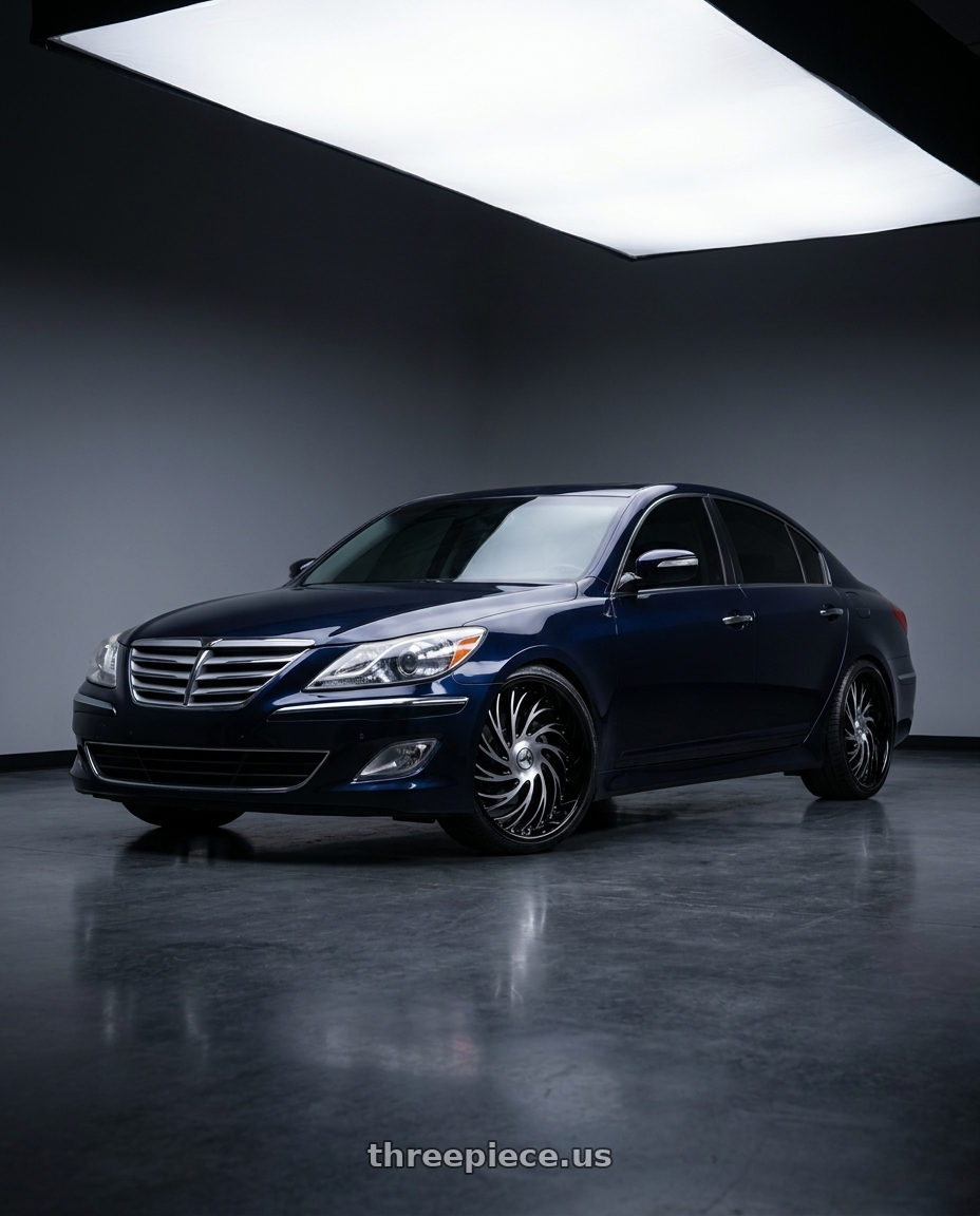 2012 Hyundai Genesis with Azara AZX-101 5x100/5x114.3 18x8 +35 Gloss Black & Machined wheels