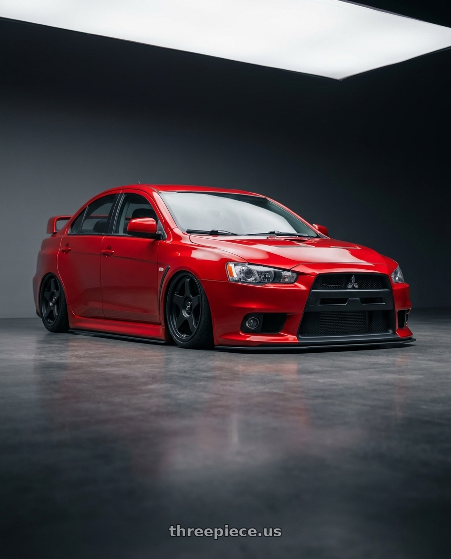 2012 Mitsubishi Lancer Evo X with fifteen52 CHICANE 5x114.3 / 5x100 18x8.5 +35 ASPHALT BLACK (SATIN BLACK) wheels
