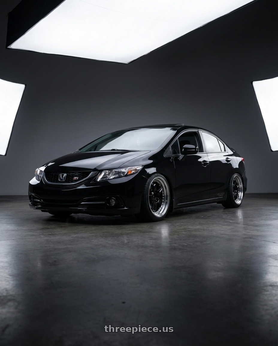 2015 honda civic si black with Work Meister S1 3P 5x114.3 18x8+35 A Disk Black wheels