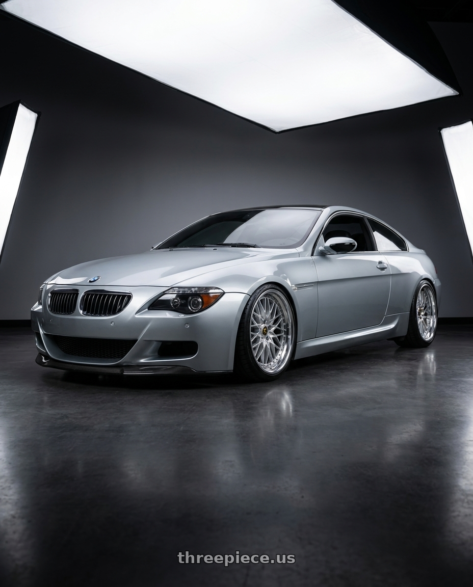 2007 BMW M6 with Work Vs-Xv 5x120 21x11+21 O Disk Silky Rich Silver wheels
