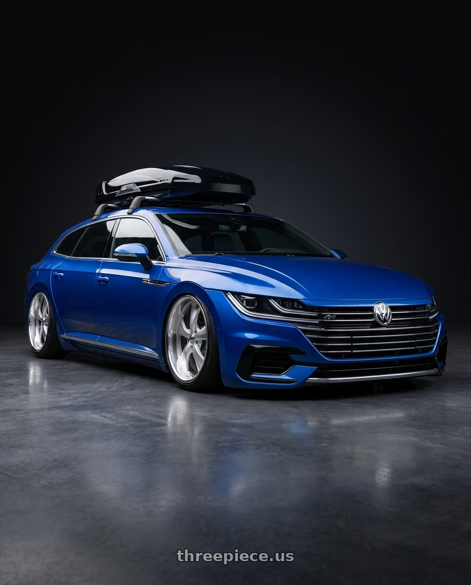 2021 VW Arteon with Strada Street Classics Old Skool 5x120 24x10 +25 Brushed Face Silver Milled SS Lip wheels