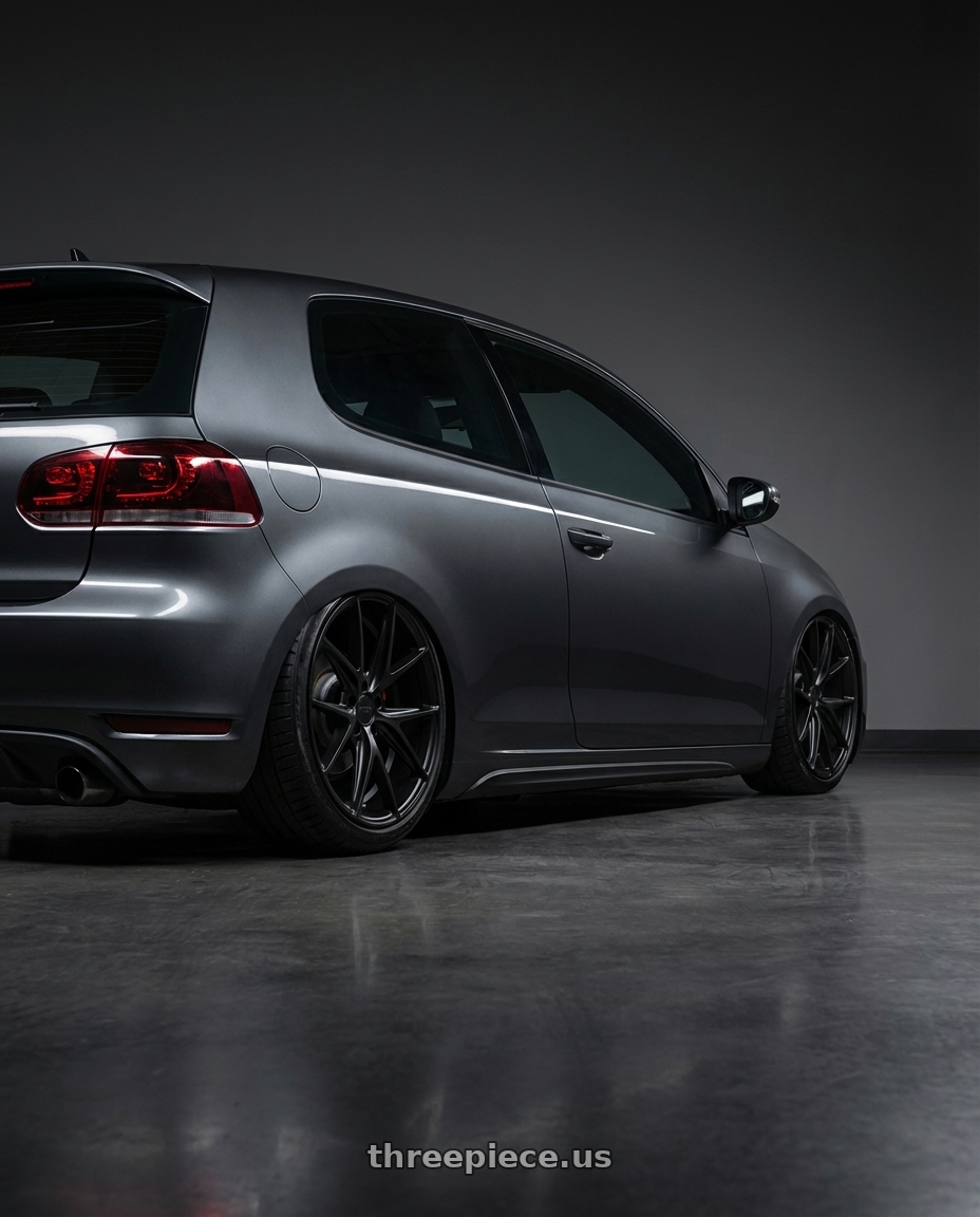 2013 Volkswagen GTI MK6 with Niche 1PC M117 MISANO 5X112 18X8 +42 MATTE BLACK wheels rear three quarter view slight stretch tires