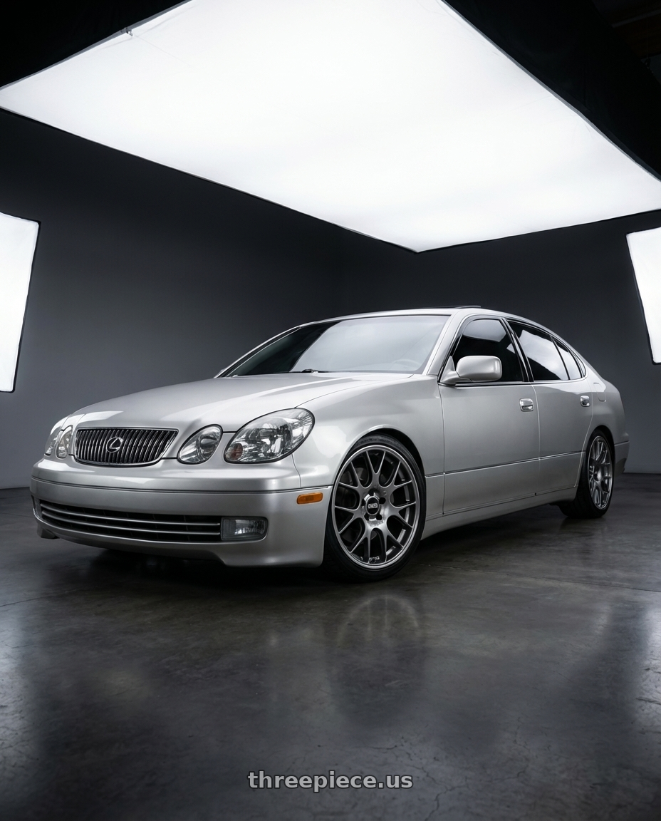 2004 Lexus GS300 Silver with BBS CH-R 5x112 18x8.5 +38 Satin Titanium Polished Rim Protector wheels