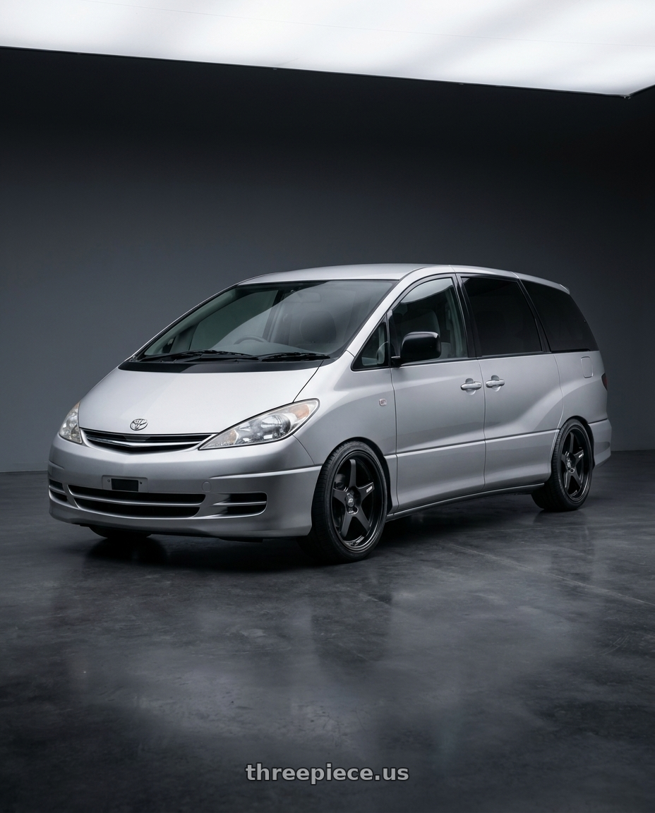 2004 Toyota Estima with ESR Wheels APEX SERIES AP5 5x114.3 18x8.5 +30 Matte Black wheels