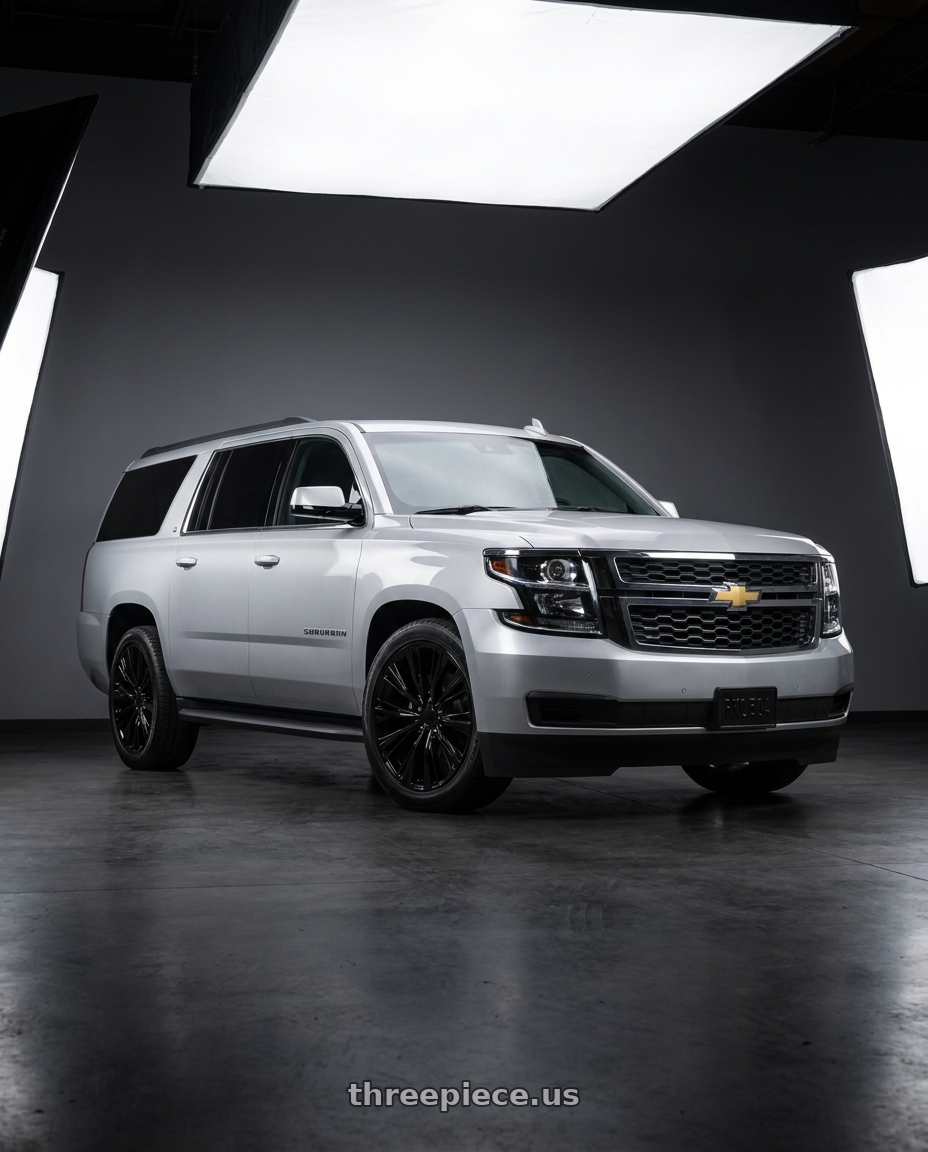 2016 Chevrolet Suburban with OE Wheels CA93 6x139.7 22x9+28 Satin Black wheels