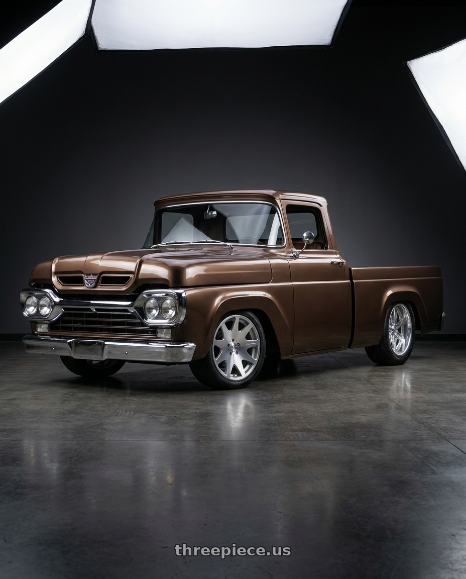 1960 ford f100 with MRR HR3 5x114.3 19x9.5 +40 Silver Machine Face wheels