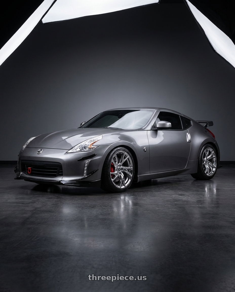 2014 Nissan 370z sport with HERITAGE WHEEL EBISU MONOC 5x114.3 19x8.5 +35 CHROME wheels