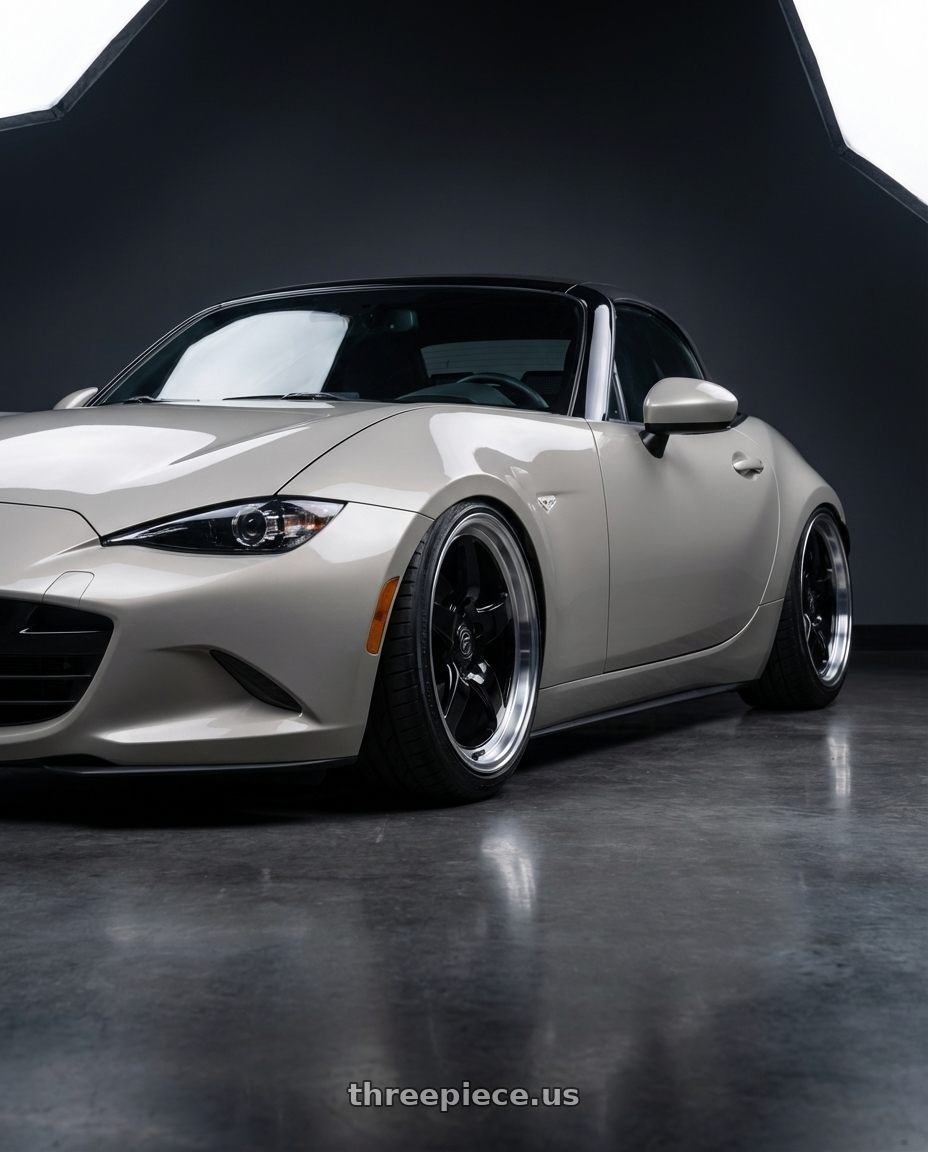 2021 Mazda MX-5 Miata ND with Forgestar D5 Drag 5x114.3 17x7 +6 Gloss Black Machined wheels