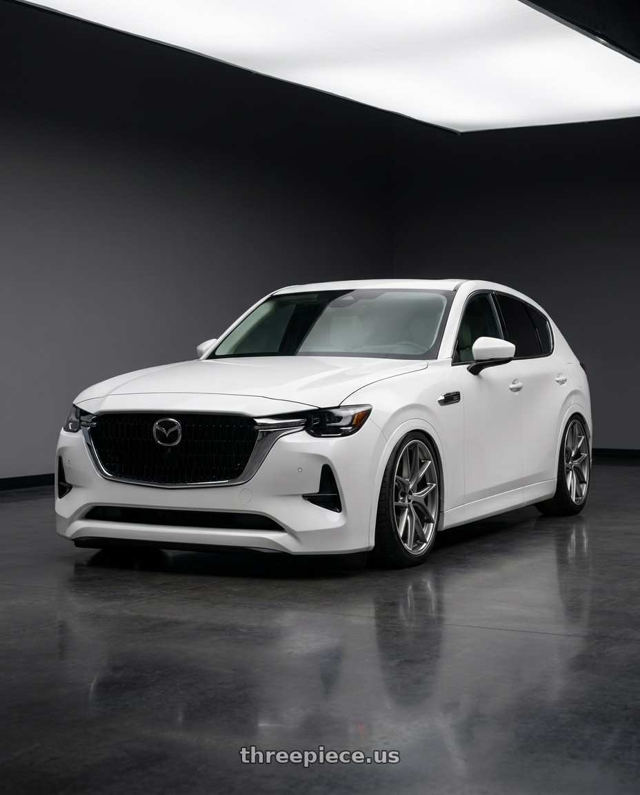 2024 Mazda cx60 33t white with BBS CI-R 5x114.3 20x8.5 +40 Platinum Silver Polished Rim Protector wheels