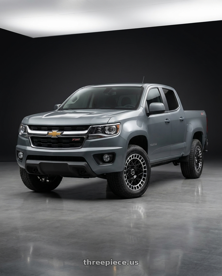 2021 Chevrolet Colorado WT with Vision Street-Designs 349 Savage 6x120 17x8.5+12 Gloss Black Machined Lip wheels
