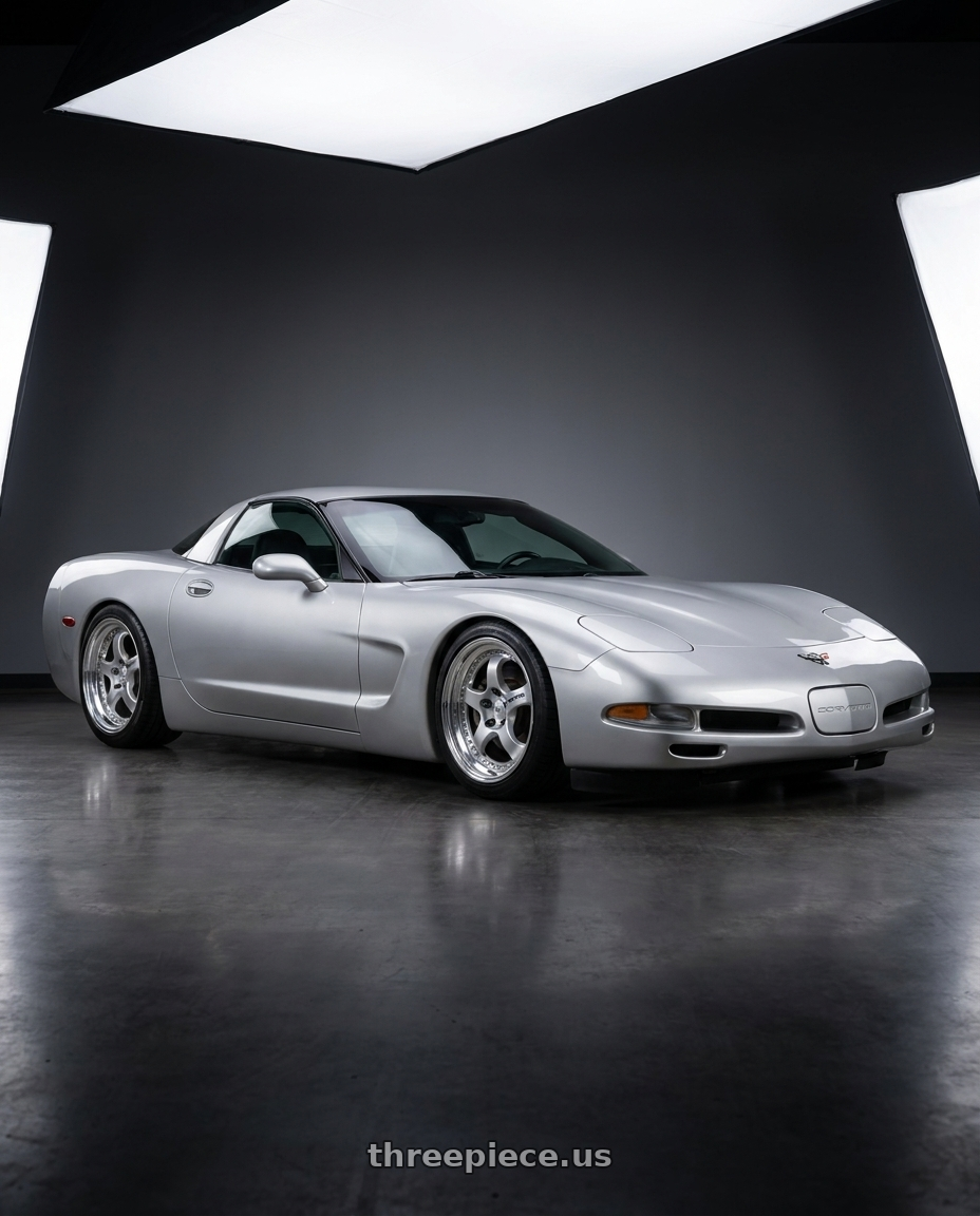 2000 Chevrolet corvette with Work Meister S1 3P 5x120.65 19x10+55 O Disk Silver wheels
