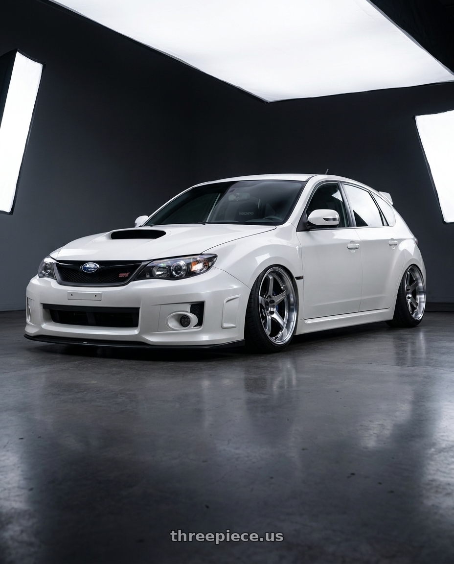 2010 Subaru Impreza WRX STI A-Line Type S white with Advan Racing GT BEYOND-R 5x114.3 18x10.5 +15 MACHINING & DIAMOND CUTTING wheels