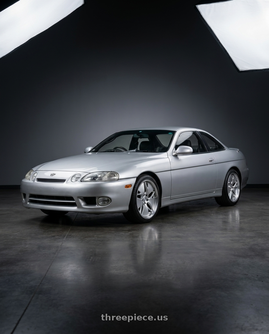 2000 Toyota Soarer with Work Gnosis Cvd 5x114.3 19x9.5+38 W Disk Matte Silver wheels