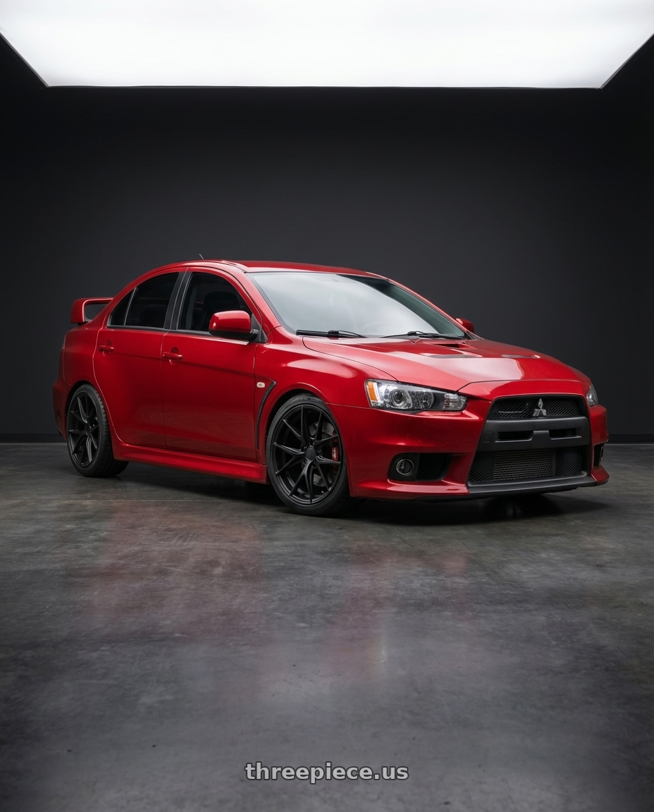 2012 Mitsubishi Lancer Evo X with Niche 1PC M117 MISANO 5X114.3 18X8 +42 MATTE BLACK wheels