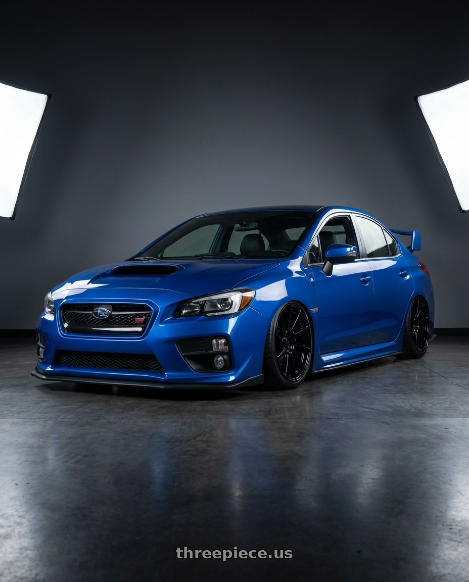 2013 Subaru WRX STI with Aodhan AH09 5x114.3 18x9.5 +35 Gloss Silver Machined Face wheels