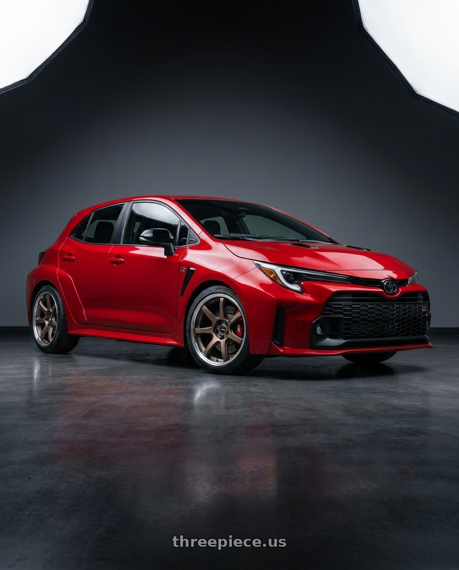 2026 Toyota GR Corola with Work T7r 2P 5x114.3 18x9.0 +22 Matte Bronze wheels