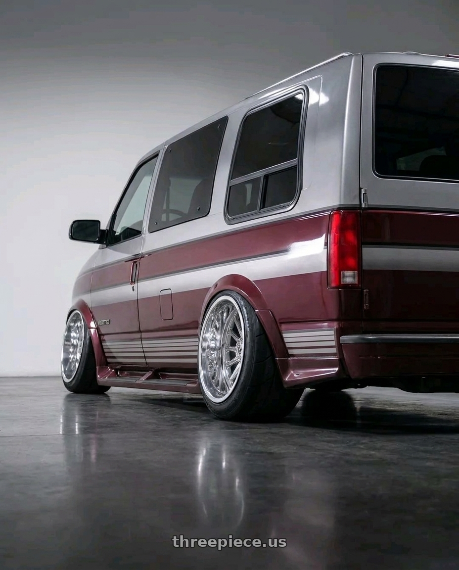 1996 chevy astro van with Fuel Mono DC75 FFC75 8X180 26X14 -76 HIGH LUSTER POLISHED wheels rear three quarter view excessive tires