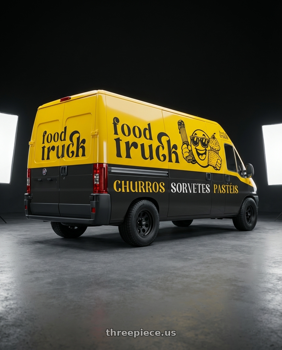 FIAT DUCATO maxicargo 2015 ADESIVADA with Mickey Thompson Classic III Black 5x114.3 15x10 -45 Matte Black wheels rear three quarter view square tires