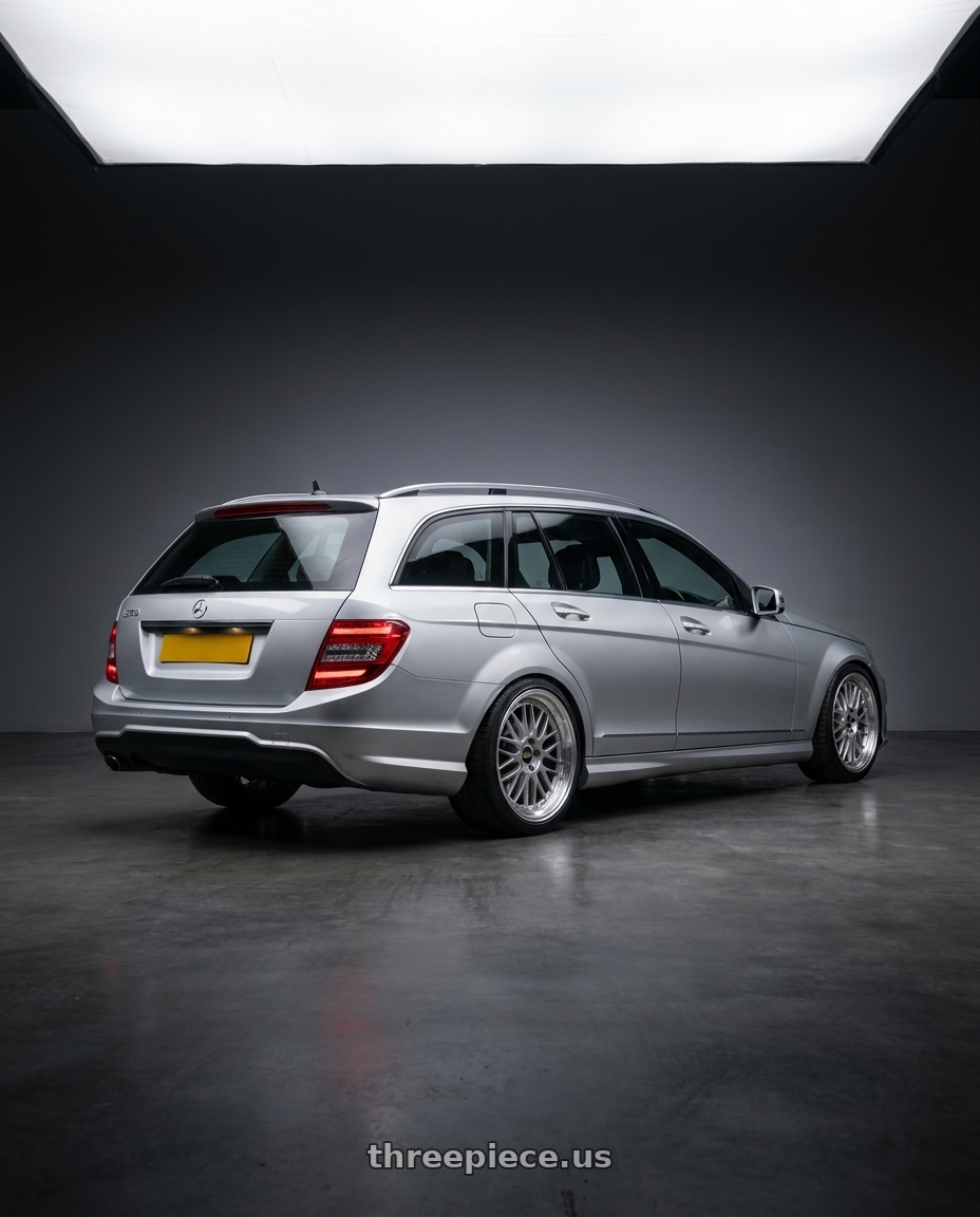 2012 c250 estate elegance  with BBS LM 5x114.3 18x8.0+40 Diamond Silver wheels rear three quarter view square tires