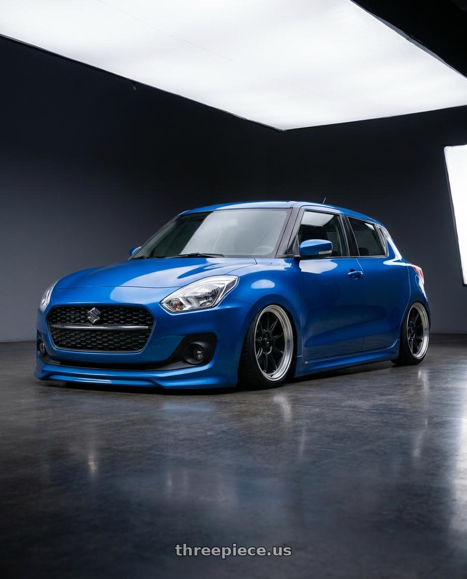 2022 Suzuki Swift with Konig Countergram 5x114.3 19x9.5+35 Matte Black / Matte Machined Lip wheels