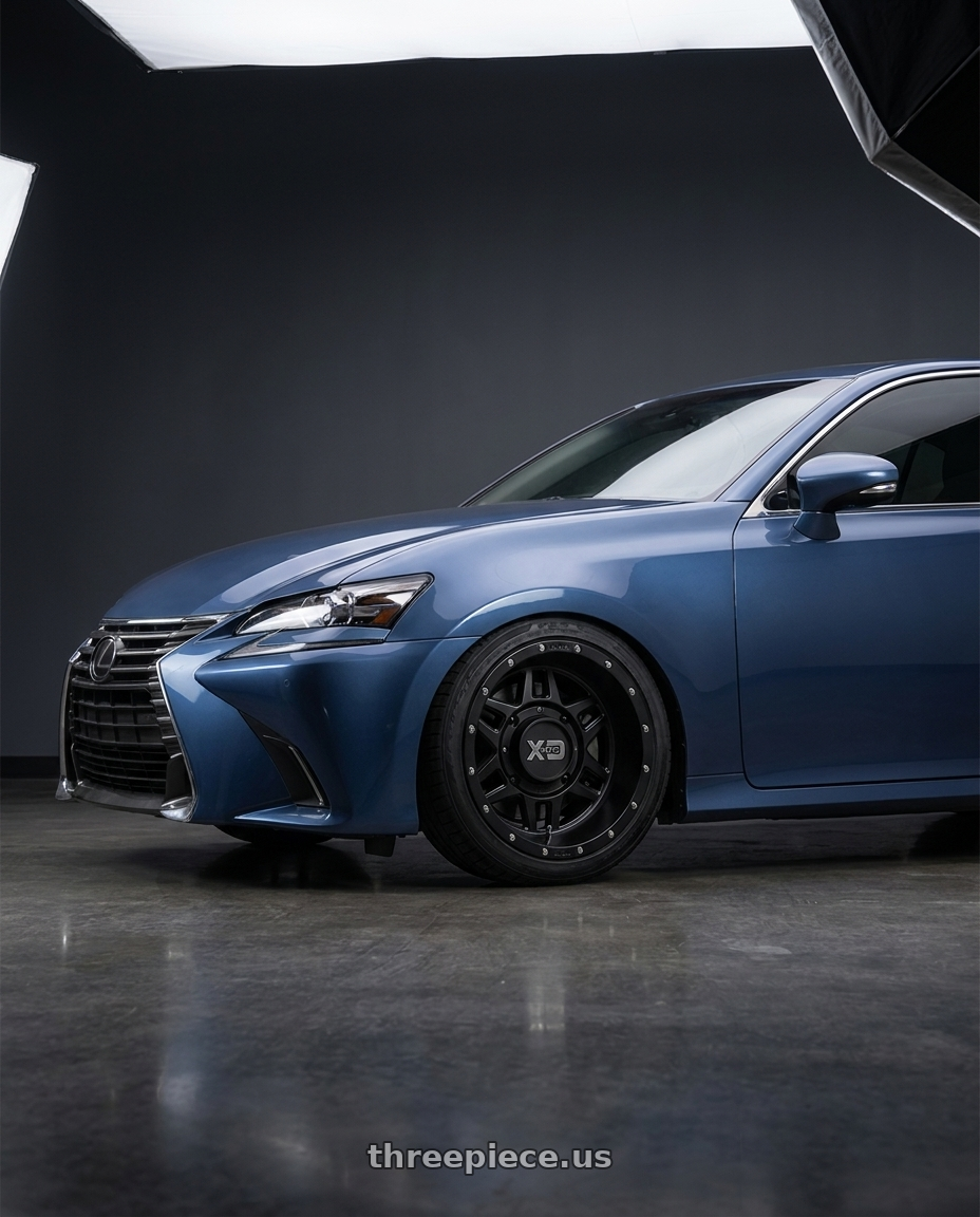 2014 Lexus GS with XD Powersports XS128 MACHETE 4X110 14X7 -47 SATIN BLACK wheels