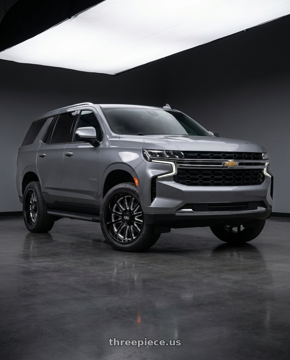 2021 Chevrolet Tahoe LS with Cali Off-Road Summit 9110 6x139.7 22x10+0 Gloss Black/Milled Spokes wheels