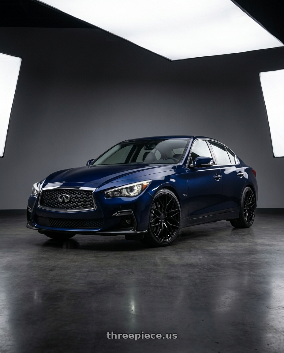 2021 Infiniti Q50 Red Sport with Avant Garde Wheels M520R 5X114.3 20x9 +32 Gloss Black wheels