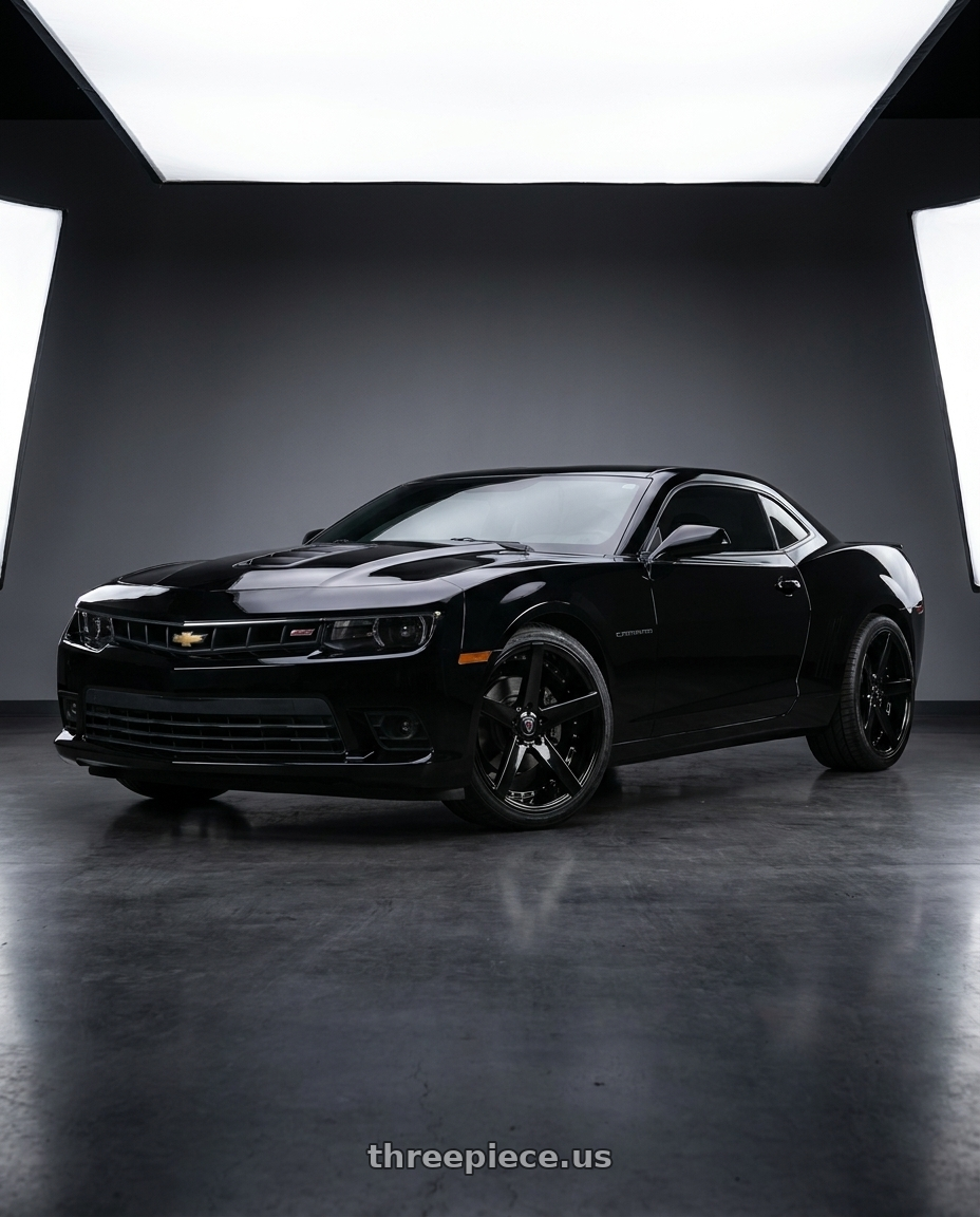 2015 Chevrolet Camaro SS Coupe with MARQUEE WHEELS M3226 5x120 20x10.5+38 BLACK - GLOSSY BLACK wheels