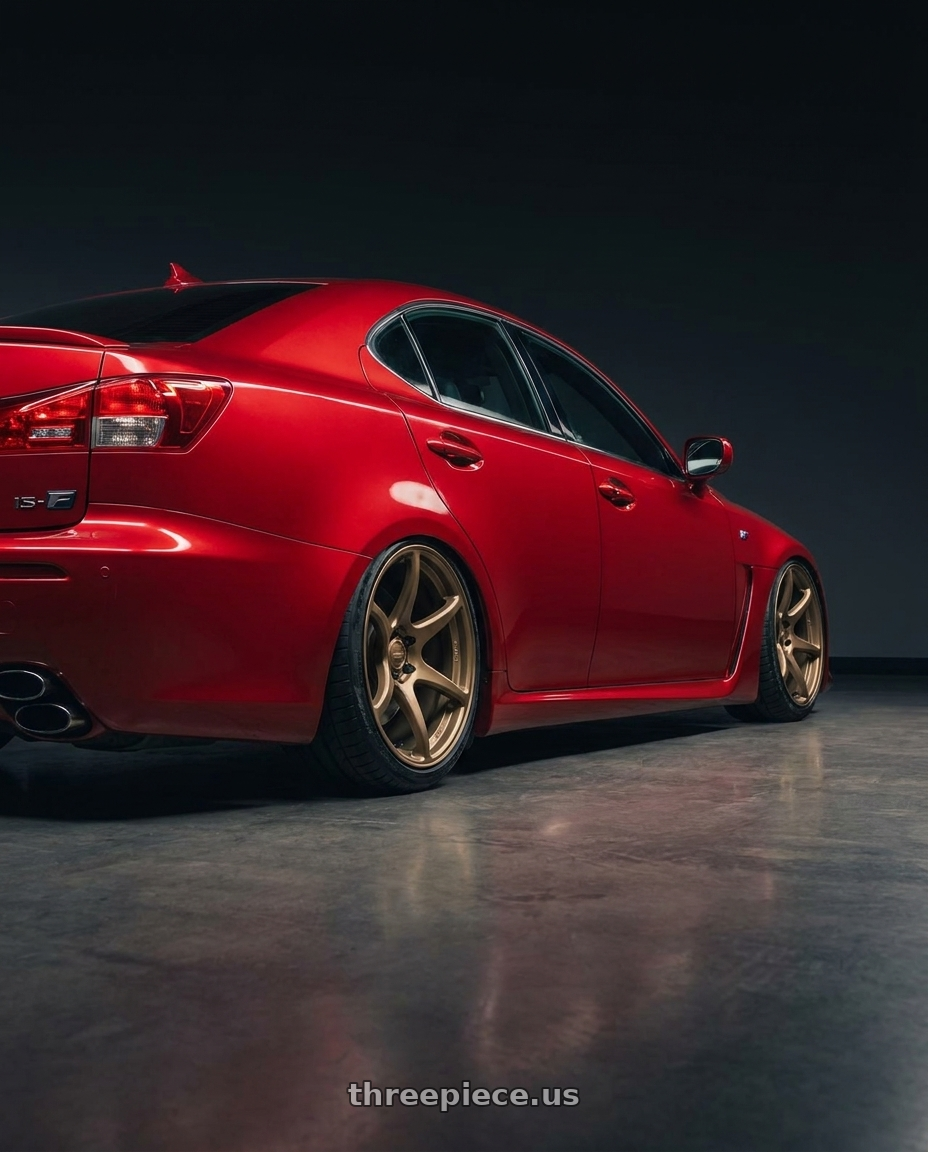 2012 Lexus IS-F with Kansei K11B Tandem 5x114.3 19x10.5 12 Bronze wheels rear three quarter view slight stretch tires