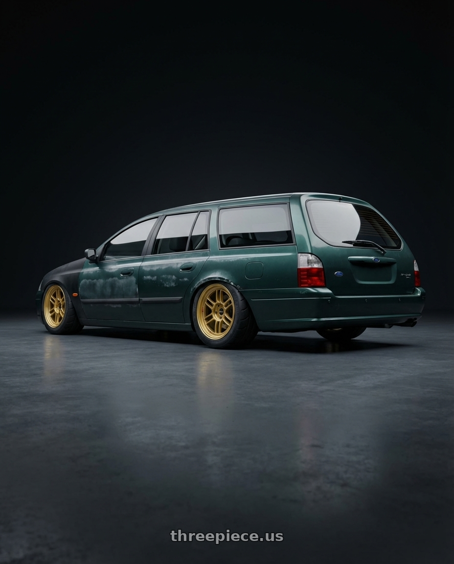 2001 au falcon wagon  with Enkei RPF1 5x100 18x8+45 Gold wheels rear three quarter view meaty tires