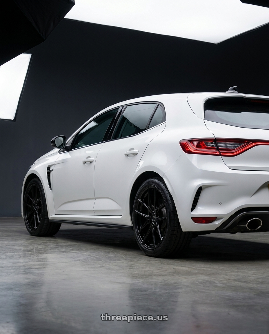 2019 Renault Megane Rs 280 with Enkei TY-5 5x100 18x9.5+45 Black wheels rear three quarter view square tires