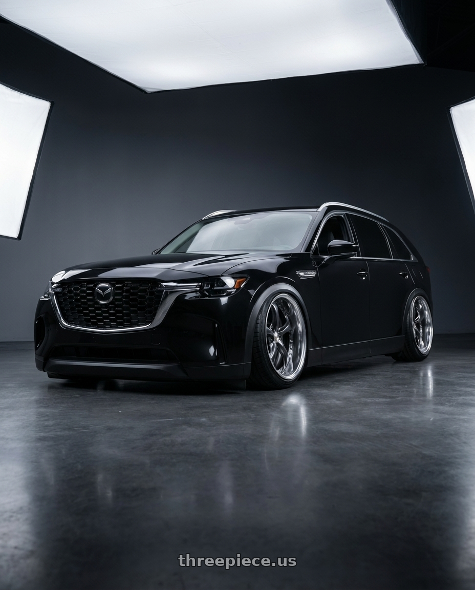 2025 Mazda cx90  with Work Wheels VS-KF 5X114.3 19x13+28 Brilliant Silver Black A Disk FULL REVERSE wheels