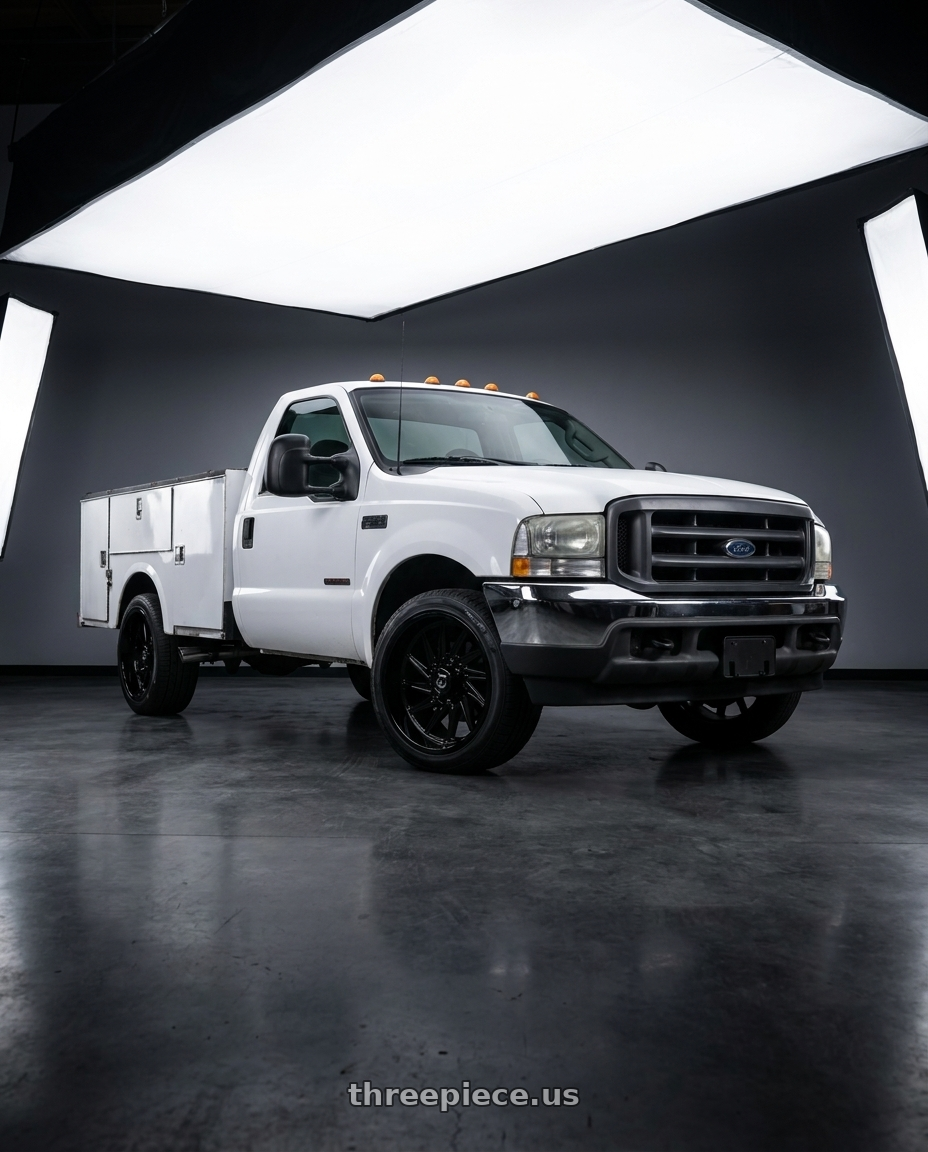 2003 ford f350 super duty with TIS 547B 8X170 20x12 -44 Gloss Black w/Milled Lip Logo wheels