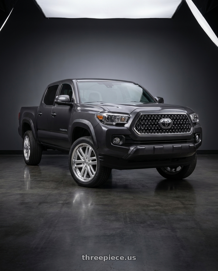 2022 Toyota Tacoma with Work Ls Brightring Suv 6x139.7 20x8.5+30 O Disk Calm Silver wheels