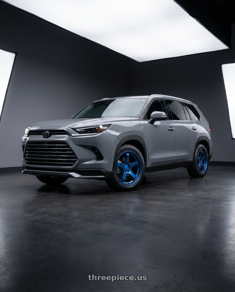 2026 Toyota grand Highlander max with KATANA RACING HR05 5x120 18x8.5 +35 Metallic Blue wheels