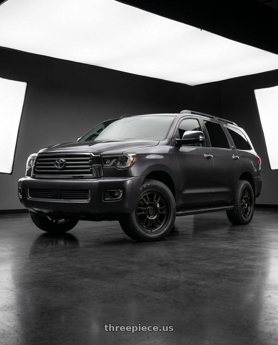 2018 Toyota Sequoia Platinum with KMC KM717 BULLY OL 5X150 17X8.5 +0 SATIN BLACK wheels