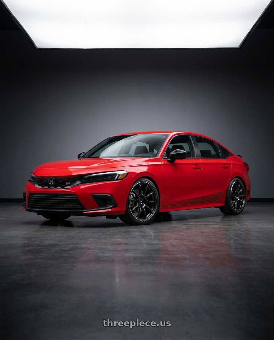 2026 Honda civic si with Advan Racing RSIII 5x120 18x8.5 +35 BLACK GUNMETALLIC & RING wheels