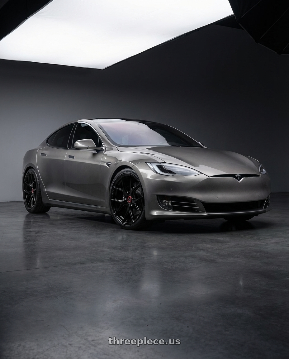 2018 Tesla Model S with Vossen HF-5 21x12 / 5x120 / ET52 / Deep Face / 72.56 - Gloss Black Wheel - HF5-1B36 wheels