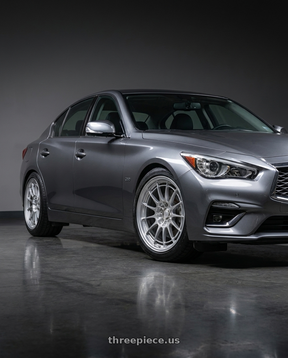 2021 Infiniti Q50 Red Sport with Enkei NT03+M 5x114.3 18x9.5+40 Silver wheels
